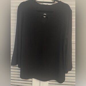 NWT Nine West Black Blouse keyhole neck line